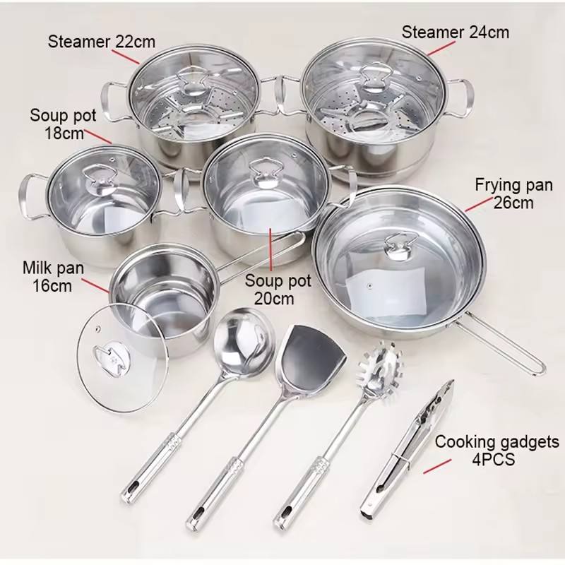 18 Piece Stainless Steel Cookware Set