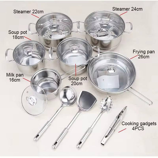 18 Piece Stainless Steel Cookware Set