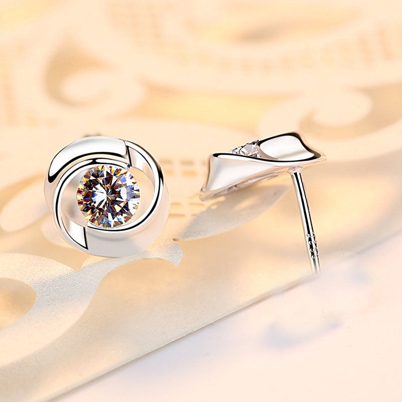 S925 Pure Silver Rose Earrings