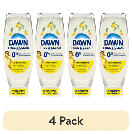 4 pack Free & Clear Dawn Dish Soap Lemon 24.3 fl oz